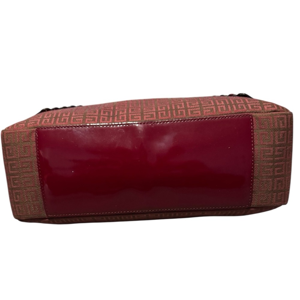 Givenchy Monogram Jacquard Red Burgundy Bag With Tassels & Patent Leather Straps - Picture 8 of 10